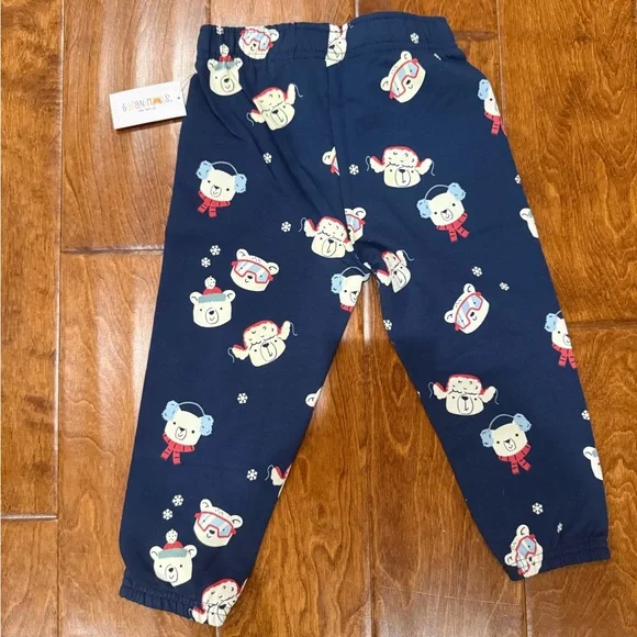 NWT Size 12M Garanimals Navy Blue Bear Cove jogger Pants - Picture 2 of 2